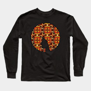 Afro Hair Woman with African Pattern, Black History Long Sleeve T-Shirt